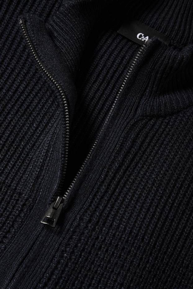 Heren - Gebreid vest - met structuur - donkerblauw