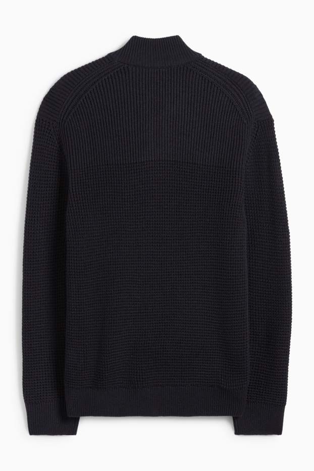 Heren - Gebreid vest - met structuur - donkerblauw