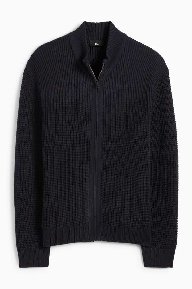 Heren - Gebreid vest - met structuur - donkerblauw