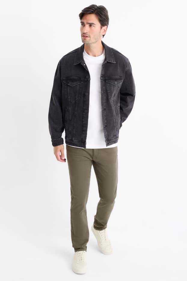 Bărbați - Slim jeans - Flex jog denim - LYCRA® - verde închis