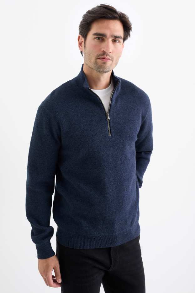 Herren - Pullover - strukturiert - dunkelblau