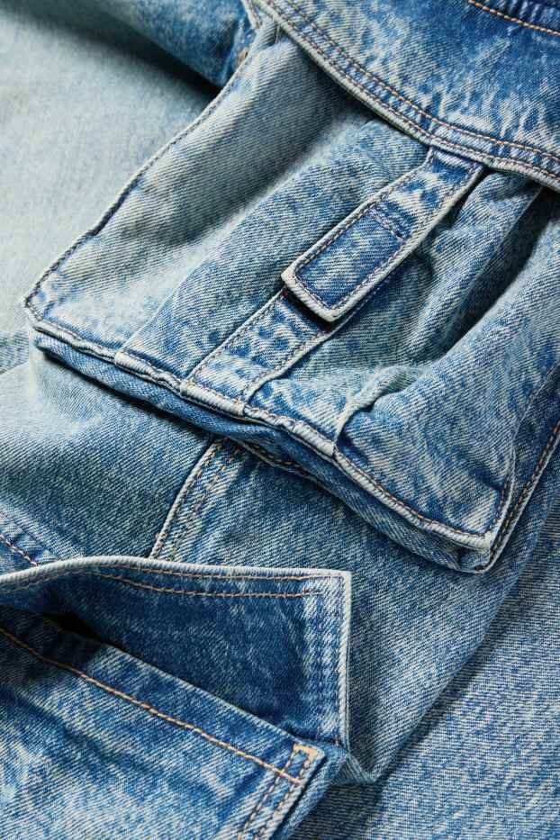 Copii - Fete - Cargo jeans - denim-albastru deschis