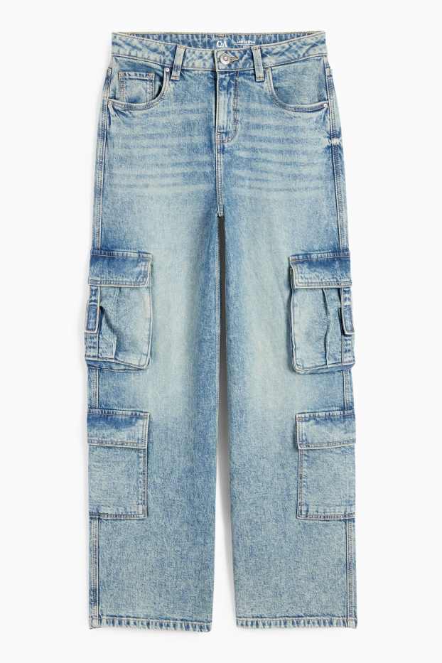 Copii - Fete - Cargo jeans - denim-albastru deschis