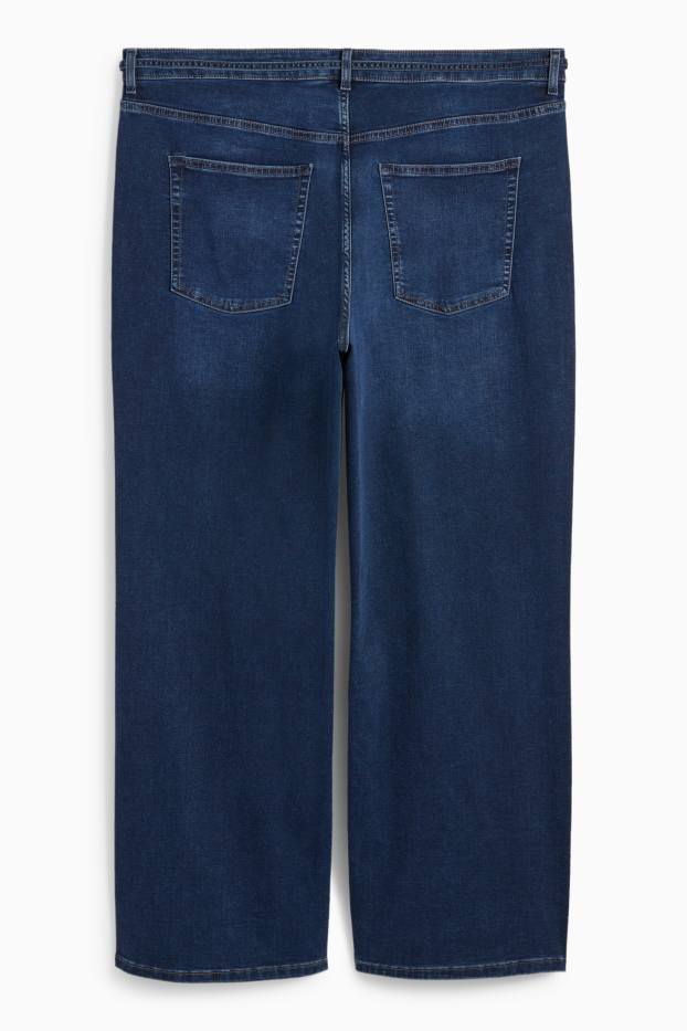 Femei - Wide leg jeans - talie medie - LYCRA® - denim-albastru închis