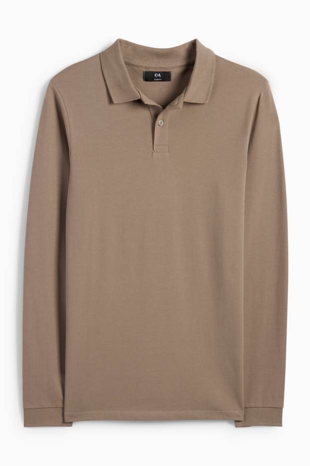 Bărbați - Tricou polo - slim fit - taupe