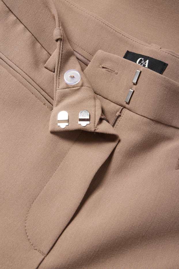 Women - Business trousers - mid-rise waist - wide leg - beige