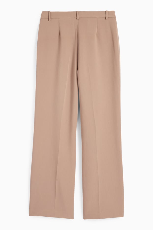 Women - Business trousers - mid-rise waist - wide leg - beige