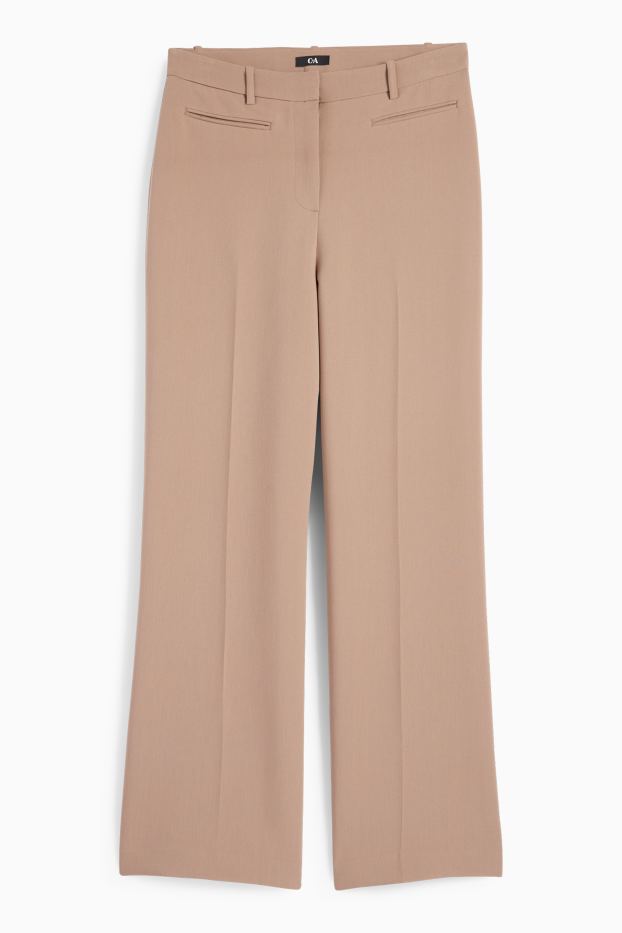 Women - Business trousers - mid-rise waist - wide leg - beige