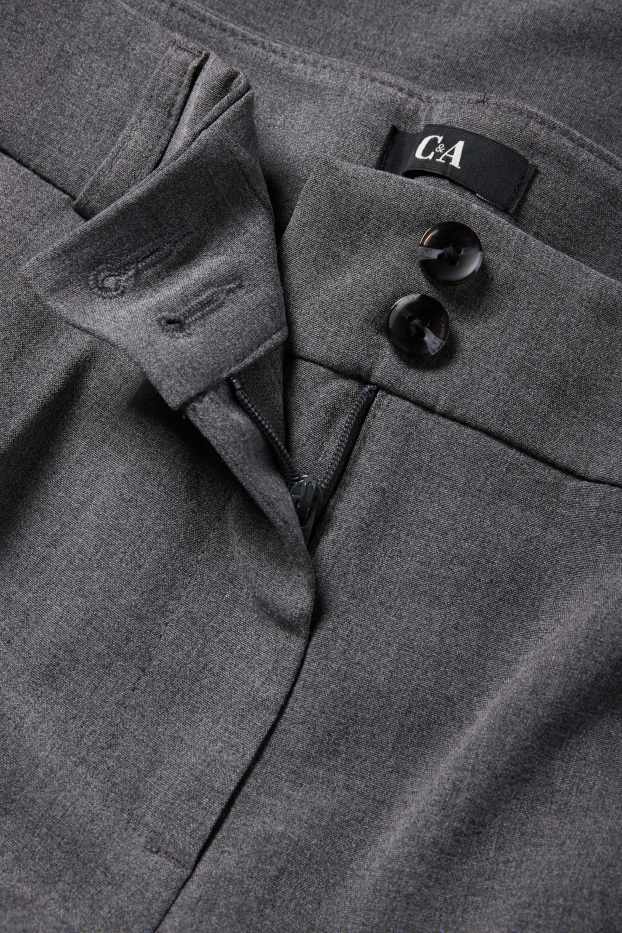Femei - Pantaloni de stofă - talie medie - evazați - gri închis