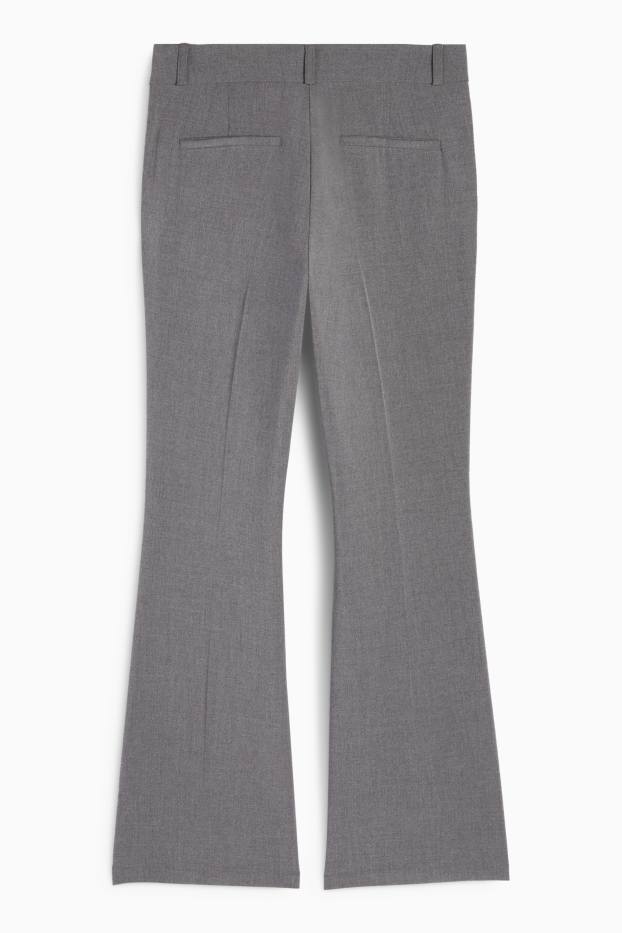 Femei - Pantaloni de stofă - talie medie - evazați - gri închis