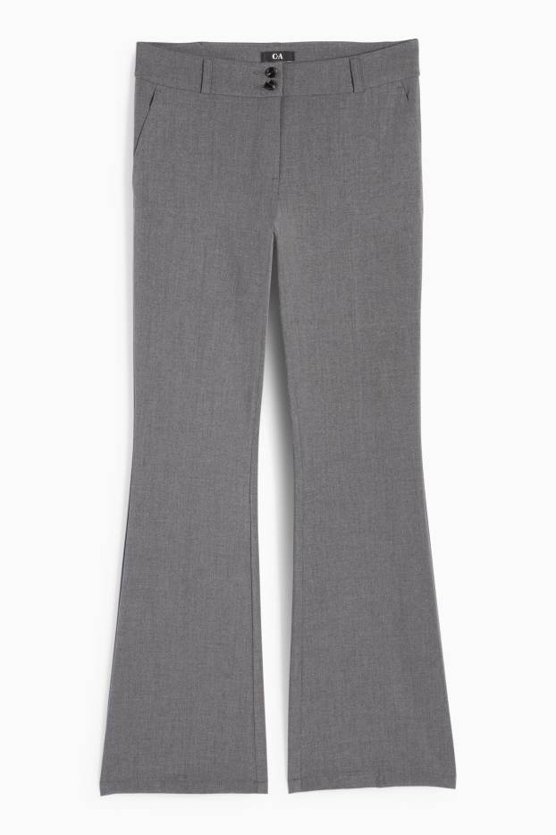 Femei - Pantaloni de stofă - talie medie - evazați - gri închis