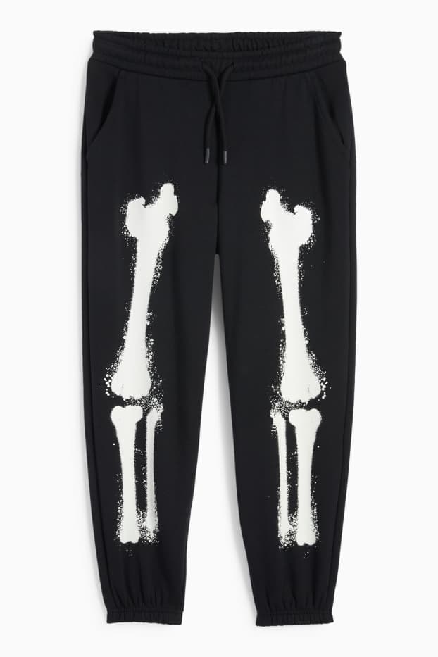 Copii - Băieți - Halloween - schelet - pantaloni de trening - Glow in the dark - negru
