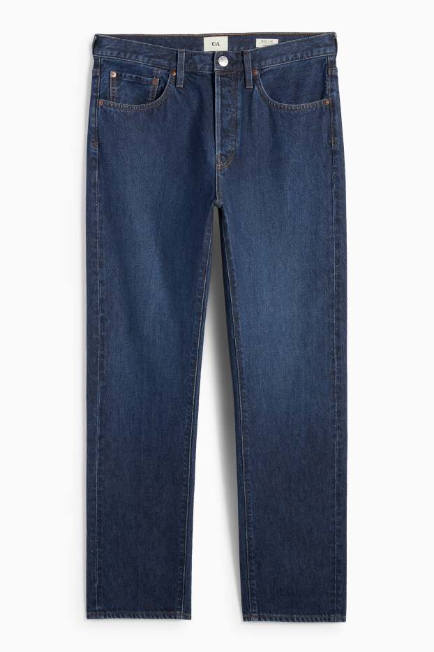 Bărbați - Regular jeans cu fentă cu nasturi - denim-albastru