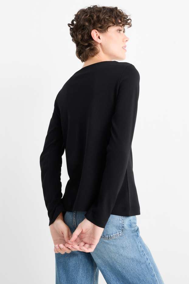 Femei - Tricou cu mânecă lungă - regular fit - negru