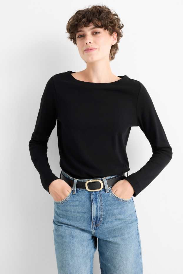 Femei - Tricou cu mânecă lungă - regular fit - negru