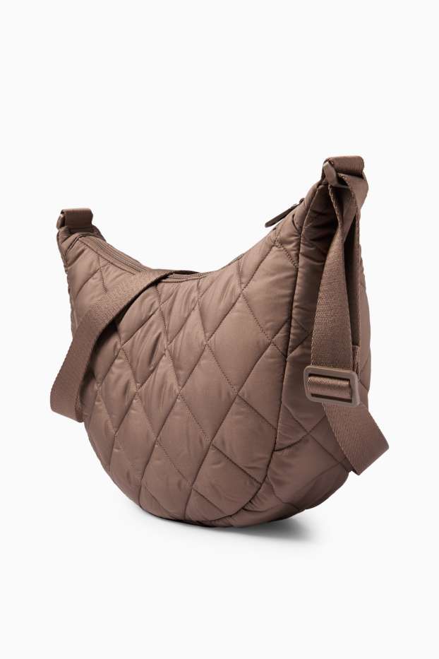 Dámské - Prošívaná taška přes rameno - hnědá