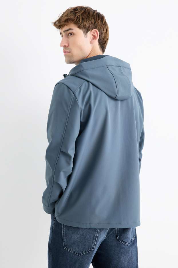 Bărbați - Geacă softshell cu glugă - rezistentă la apă - 4 Way Stretch - albastru