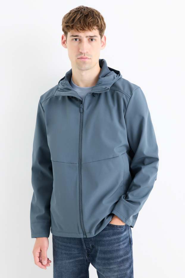Bărbați - Geacă softshell cu glugă - rezistentă la apă - 4 Way Stretch - albastru