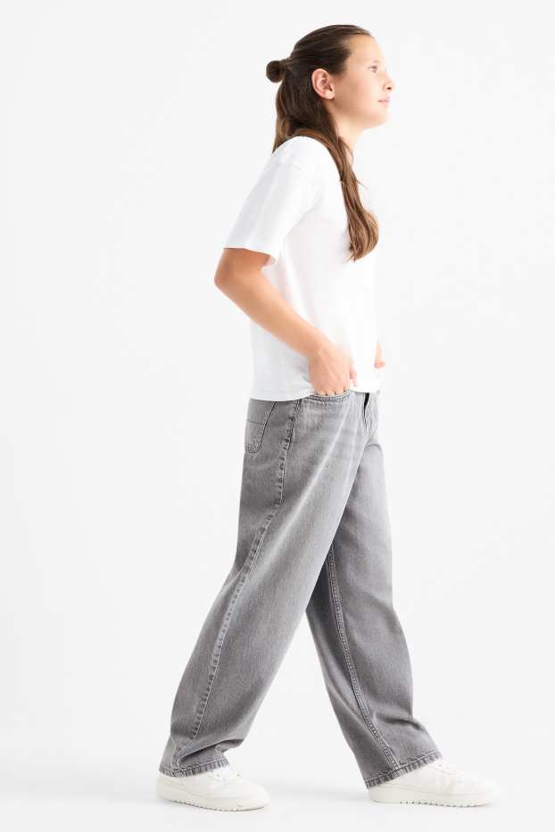 Copii - Fete - Balloon jeans - denim-gri deschis