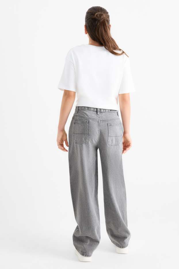 Copii - Fete - Balloon jeans - denim-gri deschis