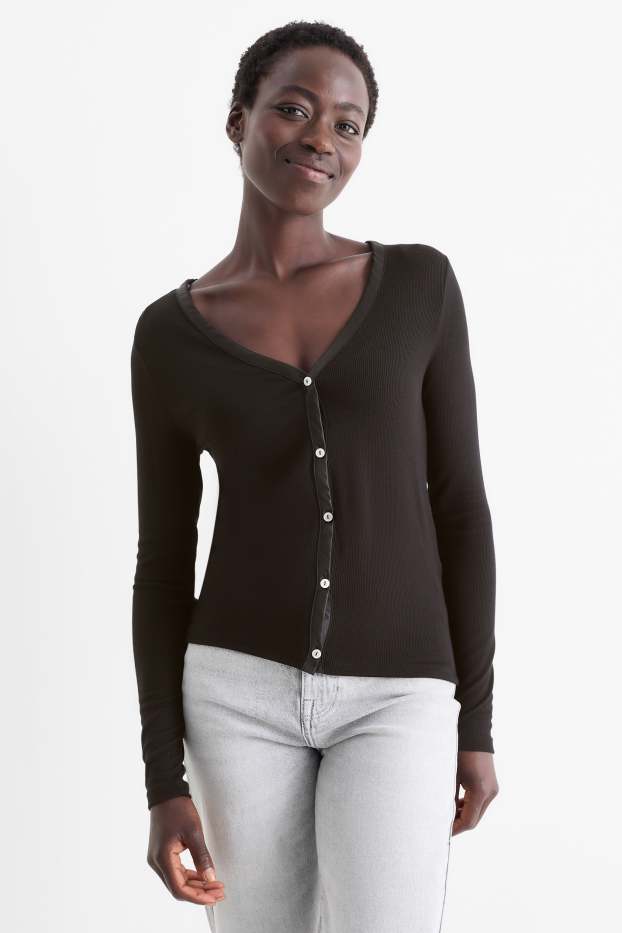 Dámské - Pletený kardigan - černá