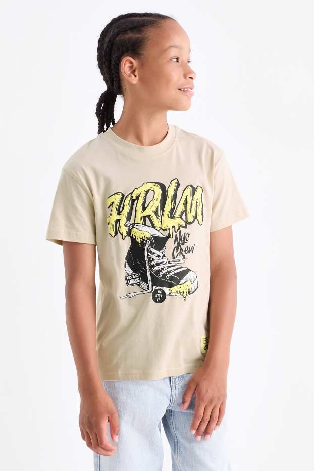 Copii - Băieți - Graffiti - tricou cu mânecă scurtă - bej deschis