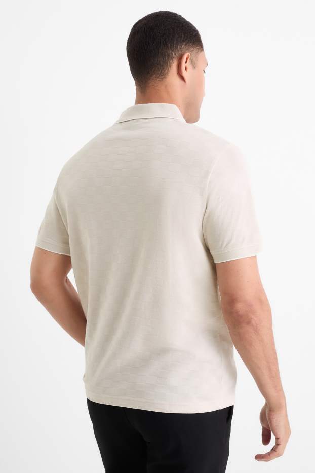 Bărbați - Tricou polo - regular fit - în carouri - bej deschis