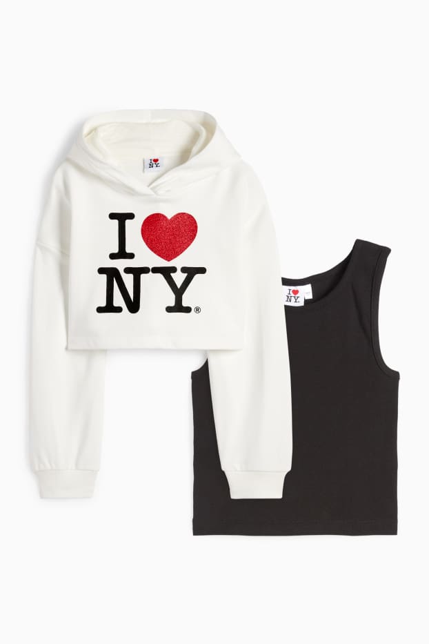 Copii - Fete - New York - set - hanorac și top - 2 piese - alb