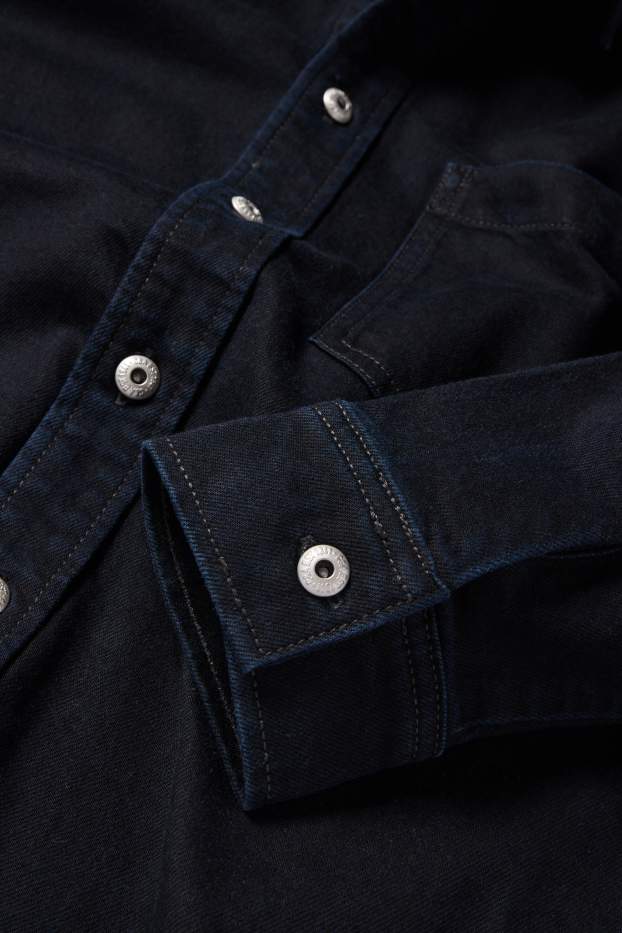 Men - Denim shirt jacket - regular fit - kent collar - denim-dark blue