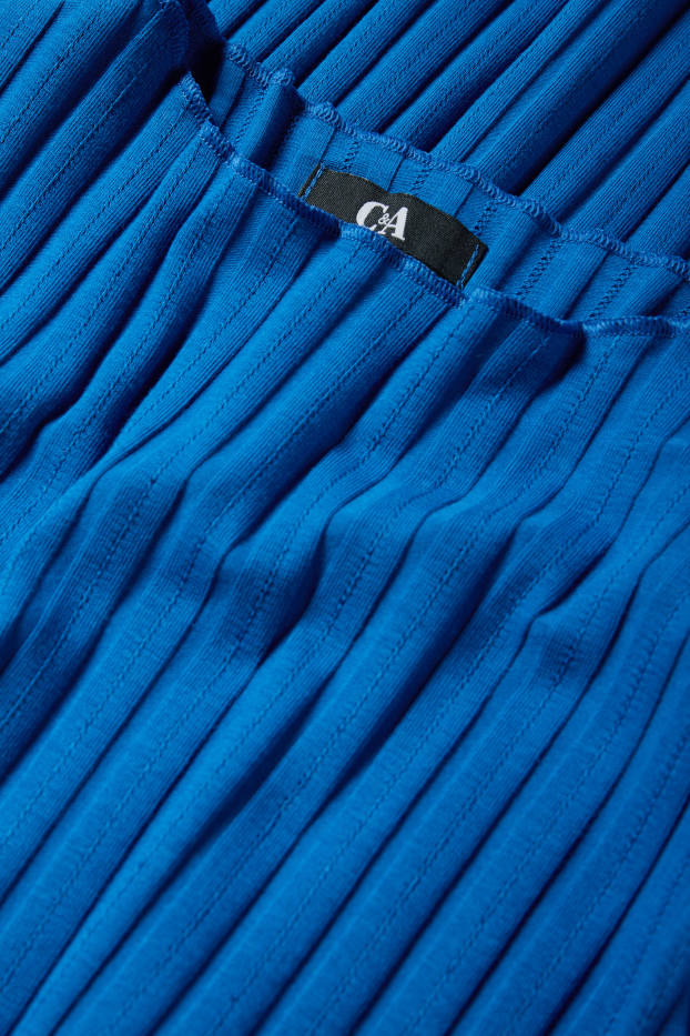 Femei - Tricou cu mânecă lungă - reiat - albastru