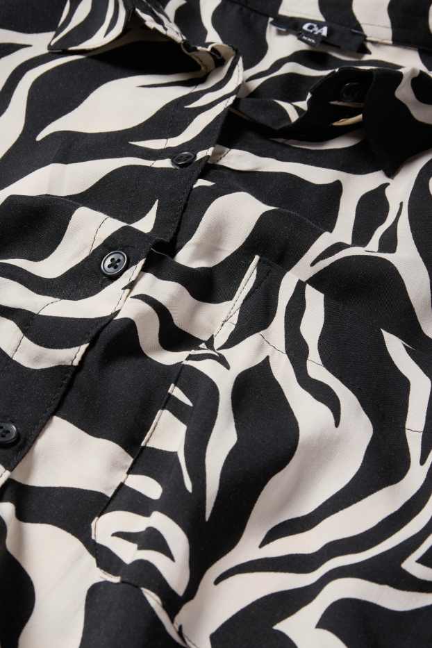 Femei - Rochie tip bluză - cu model - negru / nej