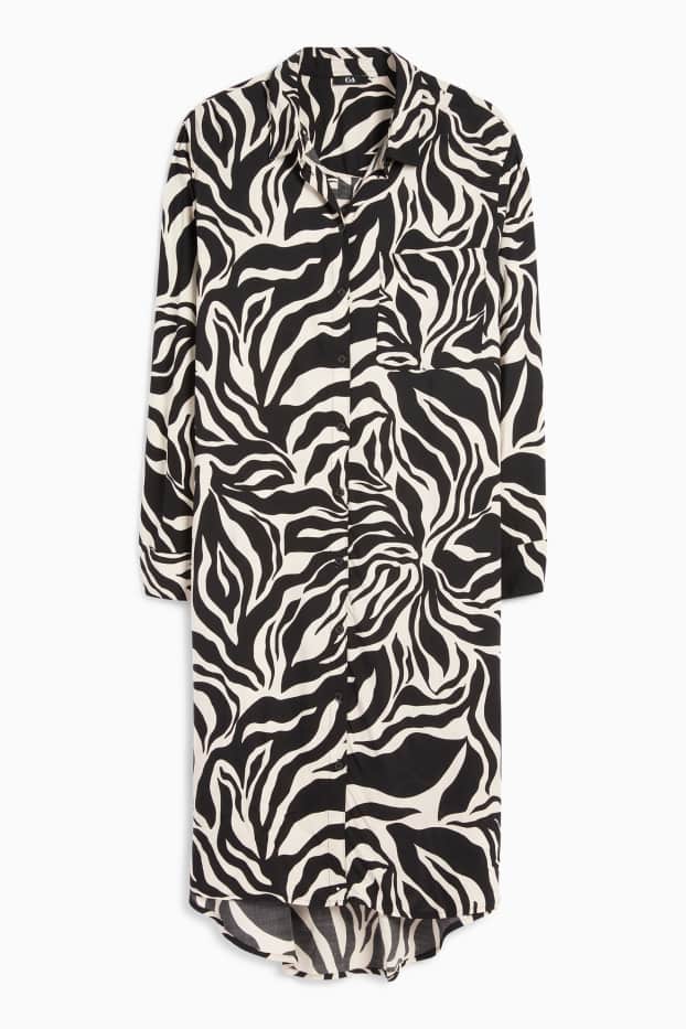 Femei - Rochie tip bluză - cu model - negru / nej