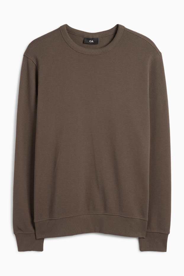 Men - Sweatshirt - ribbed - dark brown