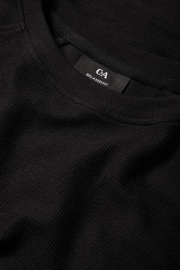 Heren - Longsleeve - met structuur - zwart