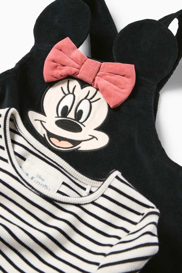 Copii - Fete - Minnie Mouse - set - rochie din catifea și tricou cu mânecă lungă - 2 piese - negru / alb