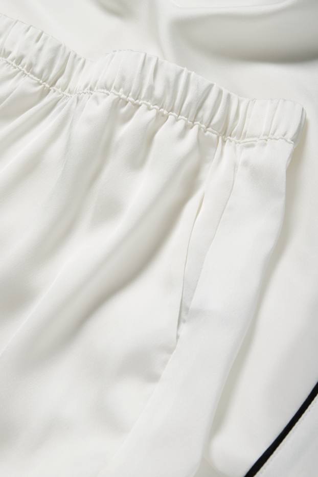 Femei - Pantaloni de pijama din satin - alb