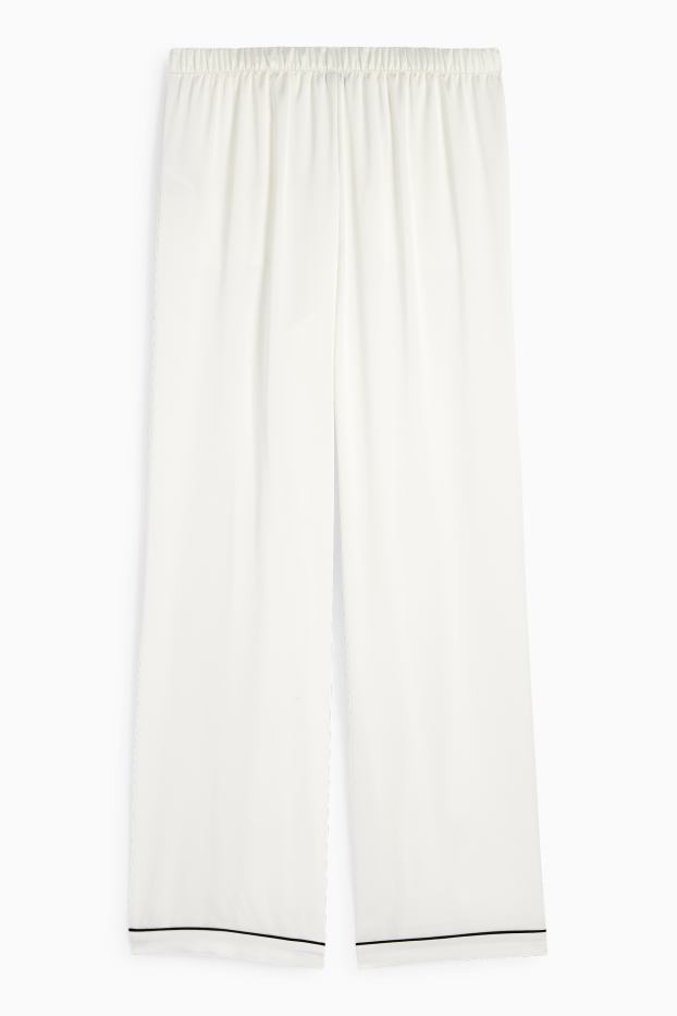 Femei - Pantaloni de pijama din satin - alb