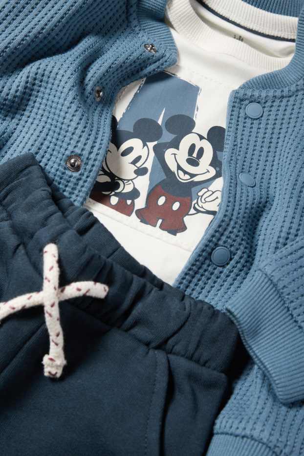 Bebeluși - băieți - Mickey Mouse - compleu bebeluși - 3 piese - albastru închis