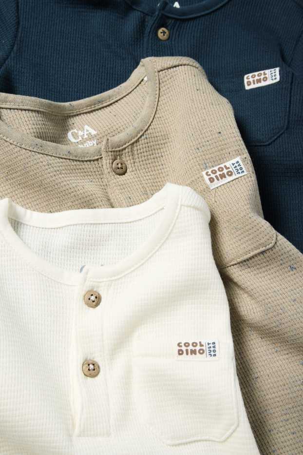 Bebeluși - băieți - Multipack 3 buc. - tricou cu mânecă lungă bebeluși - structurat - albastru închis