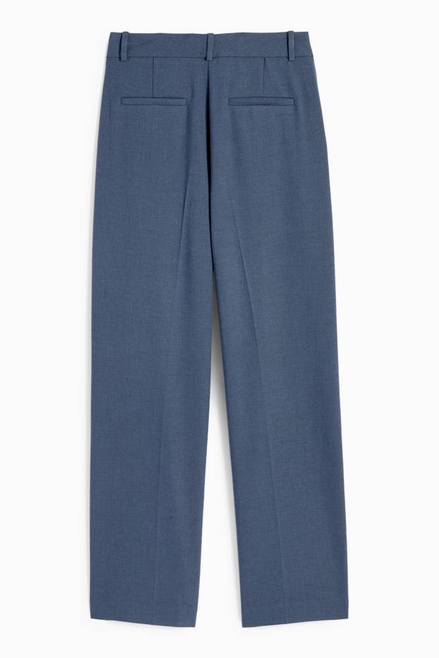 Femei - Pantaloni office - talie înaltă - wide leg - albastru închis
