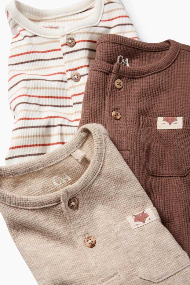 Bebeluși - băieți - Multipack 3 buc. - vulpe - tricou cu mânecă lungă bebeluși - maro / bej