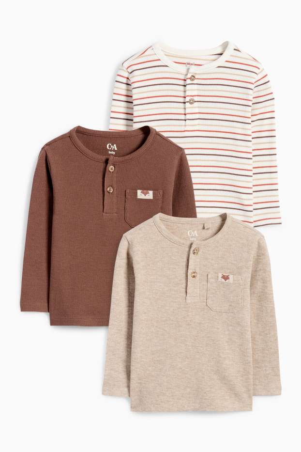 Bebeluși - băieți - Multipack 3 buc. - vulpe - tricou cu mânecă lungă bebeluși - maro / bej