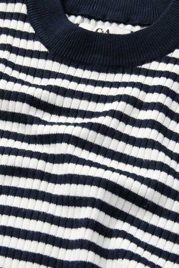 Femei - Tricou cu mânecă lungă - reiat - cu dungi - albastru închis / alb