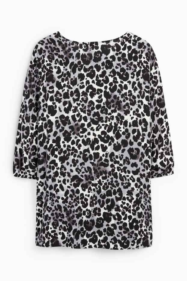 Femei - Bluză - imprimeu de leopard - gri / negru