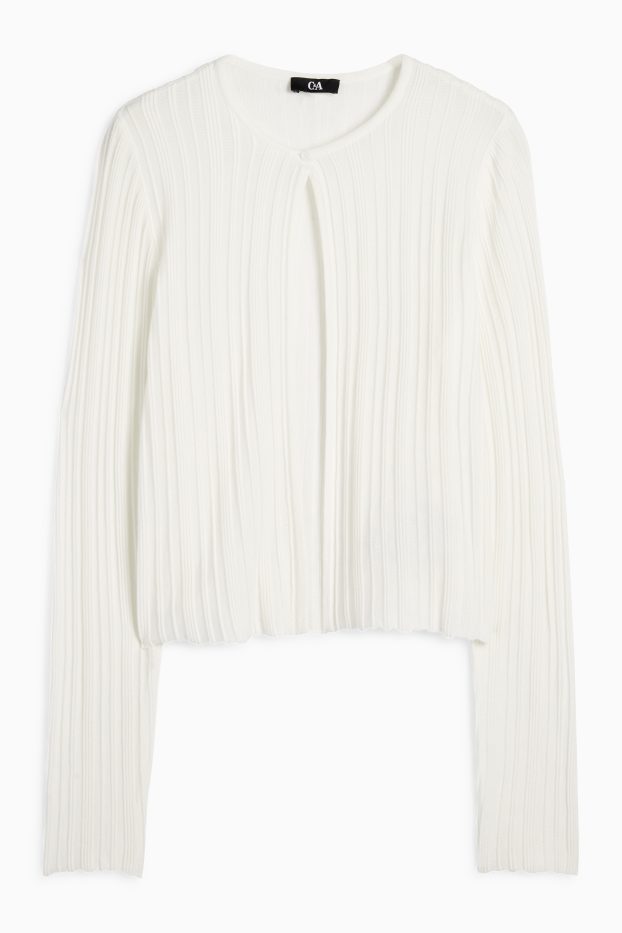 Femei - Cardigan tricotat - reiat - alb-crem