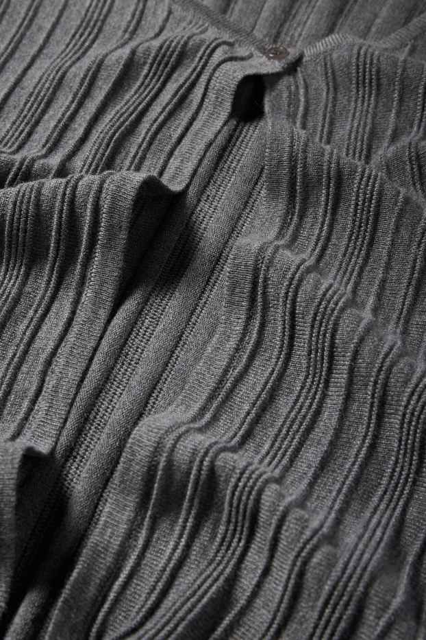 Femei - Cardigan tricotat - reiat - gri