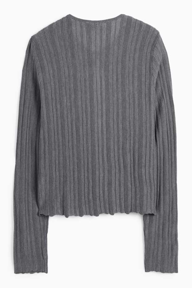 Femei - Cardigan tricotat - reiat - gri