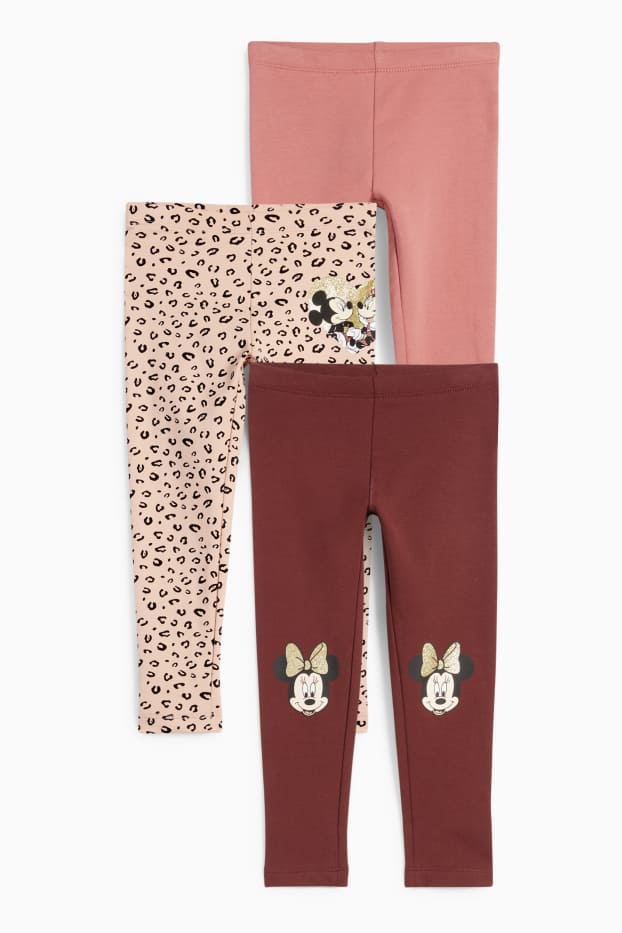 Copii - Fete - Multipack 3 buc. - Minnie Mouse - colanți termoizolanți - maro închis