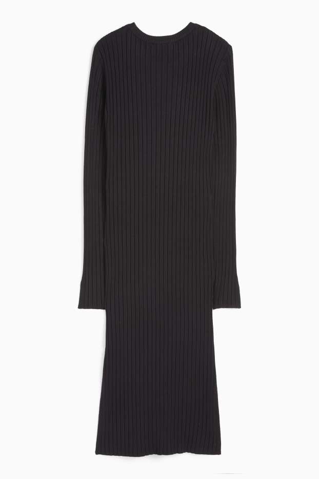 Copii - Fete - Rochie tricotată - reiată - negru