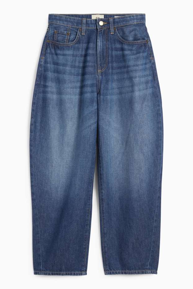 Femei - Barrel jeans - talie înaltă - denim-albastru